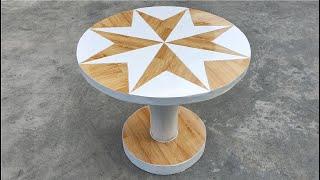 How to make a round table from cement and ceramic tiles is simple but beautiful