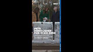 Pete demolishes FOX 11 Ice Desk