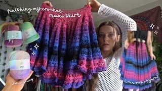 finishing my crochet maxi skirt (i ran out of yarn ) / thrift & yarn haul | a crochet with me vlog