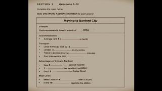 Moving to Banford city |  ielts listening (IDP ORIGINAL) 720p | HD Audio