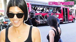 Kourtney Kardashian Is Spotted By The TMZ Tour Bus While Leaving Lunch At Mr. Chow In Beverly Hills