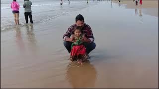 Daisy's First touch of sea water