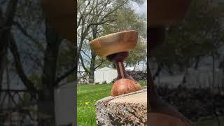 Wooden bowl made from scrap wood. #woodworking #woodturning #beautiful