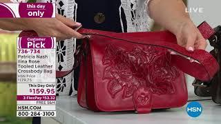 Patricia Nash Ilina Rose Tooled Leather Crossbody Bag