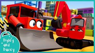 Red In The Face!   | Digley and Dazey | Kids Construction Truck Cartoons