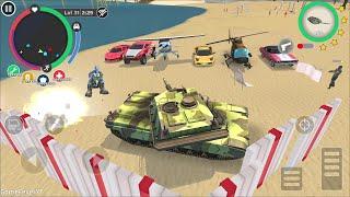 Rope Hero: Cheatground MOD - (Spawn Expensive Vehicle) Helicopter and Army Tanks and Car on Beach