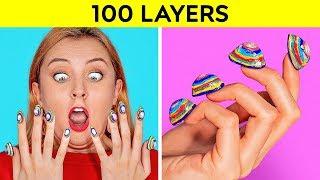 100 LAYERS CHALLENGE || 100 Layers of Makeup || Ultimate 100+ Coats by 123 GO! CHALLENGE