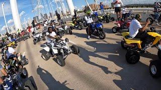 Dirtbikes Take Over Downtown Bridge!