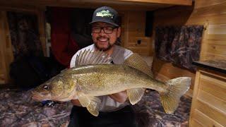 Overnight Winter Camping on ICE! (Fishing From My Bed Catch & Cook)