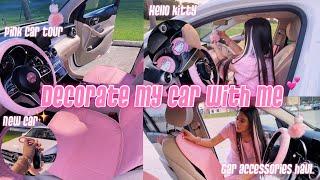 DECORATE MY NEW CAR WITH ME | car tour + car accessories haul (pink, sparkly, & hello kitty)