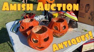 Country Farm Auction with Antique Halloween & Christmas