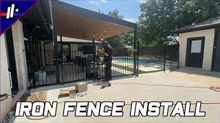 wrought iron fence install allen. iron pool fence installation with child safety gate #diy