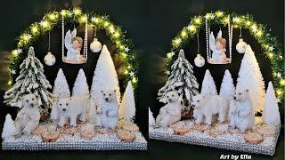 DYI Christmas Decorations! Christmas arrangement with homemade white firs!