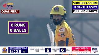 Sudurpaschim Royals vs Janakpur Bolts Qualifier 1 Highlights, Janakpur vs Sudurpaschim Match Today