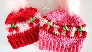 Cherries in a Row Crochet Hat