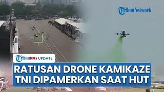 Detik-detik Aksi Drone Kamikaze TNI Keluarkan Asap Biru, Kejar Musuh dengan Presisi saat HUT TNI