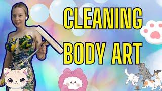 Cleaning Haul [4K USA Housewife]Body art suit How to clean a Shower Cabin without cloth? Try On