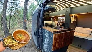 Vanlife Gaming, Camping and Cooking | Cozy night in the Woods