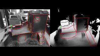 Model-based tracking combining moving edges and dense depth information