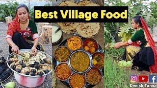 Gujarati Lady Cooking Kathiyawadi Food In Village Style