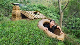 Build a Comfortable Underground Cabin for Survival - Dugout or Hut in the Wild