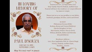 Funeral Mass of Paul D'souza on 1st Sept. 2024