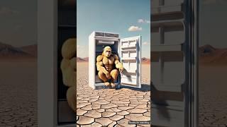 The monkey lives in the jungle and sits in the refrigerator to escape the heat  #ai #monkey #ice