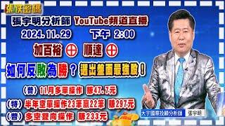 2024.11.29 張宇明台股解盤  加百裕⊕順達⊕如何反敗為勝？選出盤面最強股！特會半年空單操作23筆贏22筆共賺297元！普會多空雙向操作賺233.4元 【#張宇明分析師】