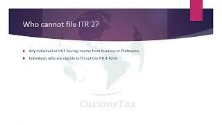 Forms of Income Tax Return | ITR-2 | File ITR-2 Online | CuriousTax