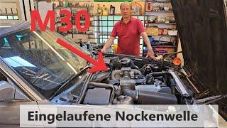 BMW 535i E34 Motor abdichten und eingelaufene Nockenwelle. Wir machen den M30 trocken und leise.