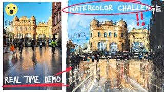 Watercolor Tutorial for Beginners | Rainy Cityscape | REAL TIME DEMO 