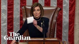 Nancy Pelosi silences applause after Trump impeachment vote