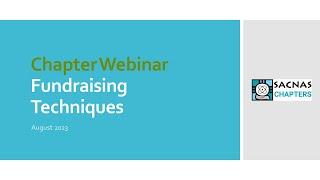 SACNAS Chapters Webinar - Fundraising Techniques