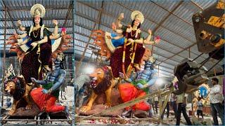 Biggest Durga Mata Aagman 2024 | Durga Murti Idol Aagman | Sri Bhauraya Arts Ghatkesar Hyderabad