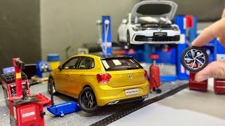 Volkswagen Golf And Polo Diecast Model Cars Are Being Repaired And Serviced