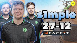 s1mple (27-12) with dupreeh, Snappi (Dust2) | FACEIT Ranked #CS2 #POV