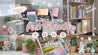 Artist Room Tour  Full tour of my cute & cozy art studio + bookcase & drawer organization