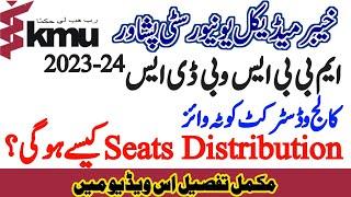 KMU MBBS BDS Seats Distribution 2023 Open Merit Self Finance KMU Medical Colleges KPK by Fazeel IT