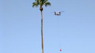 Billings Flying Service CH-47 Chinook Dipping Longline Bucket -- Queen Valley, AZ Fire 10-5-24