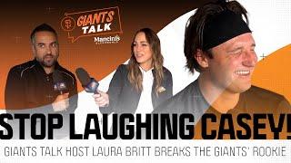 Casey Schmitt CAN NOT stop laughing at Laura Britt's flub | NBC Sports Bay Area