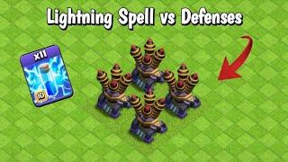 Max Lightning Spell vs Air Defense  Clash of Clans