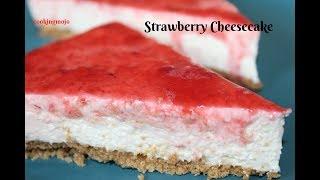 strawberry cheesecake|cheesecake recipe| no bake cake|3 layer cake|creamy cheesecake