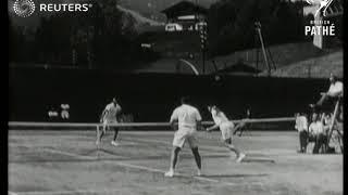 Czech tennis stars play German opponents in Switzerland (1949)