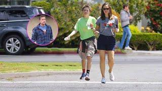 Jennifer Garner breaks up the day in Santa Monica with her son Fin, whom she shares with Ben Affleck