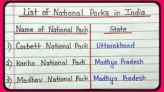 National parks of India 2022 || List of national parks of India and their states