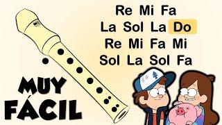  Gravity falls  flauta dulce fácil, tutorial con animación, canción fácil