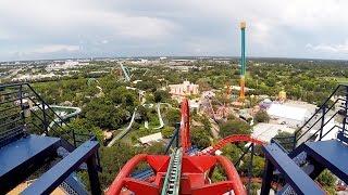 SheiKra Front Row POV Ride at Busch Gardens Tampa Bay on Roller Coaster Day 2016, Dive Coaster