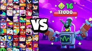 PLANKTON DARRYL  vs ALL BRAWLERS! With 16 POWER-UPs! | Brawl Stars