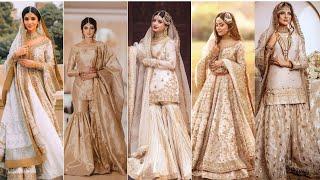 Latest Nikkah Dresses 2023 |White and golden nikkah event dress| bridal wear dress