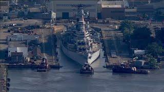 LIVE: Battleship New Jersey to leave Navy Yard, head to Paulsboro, NJ